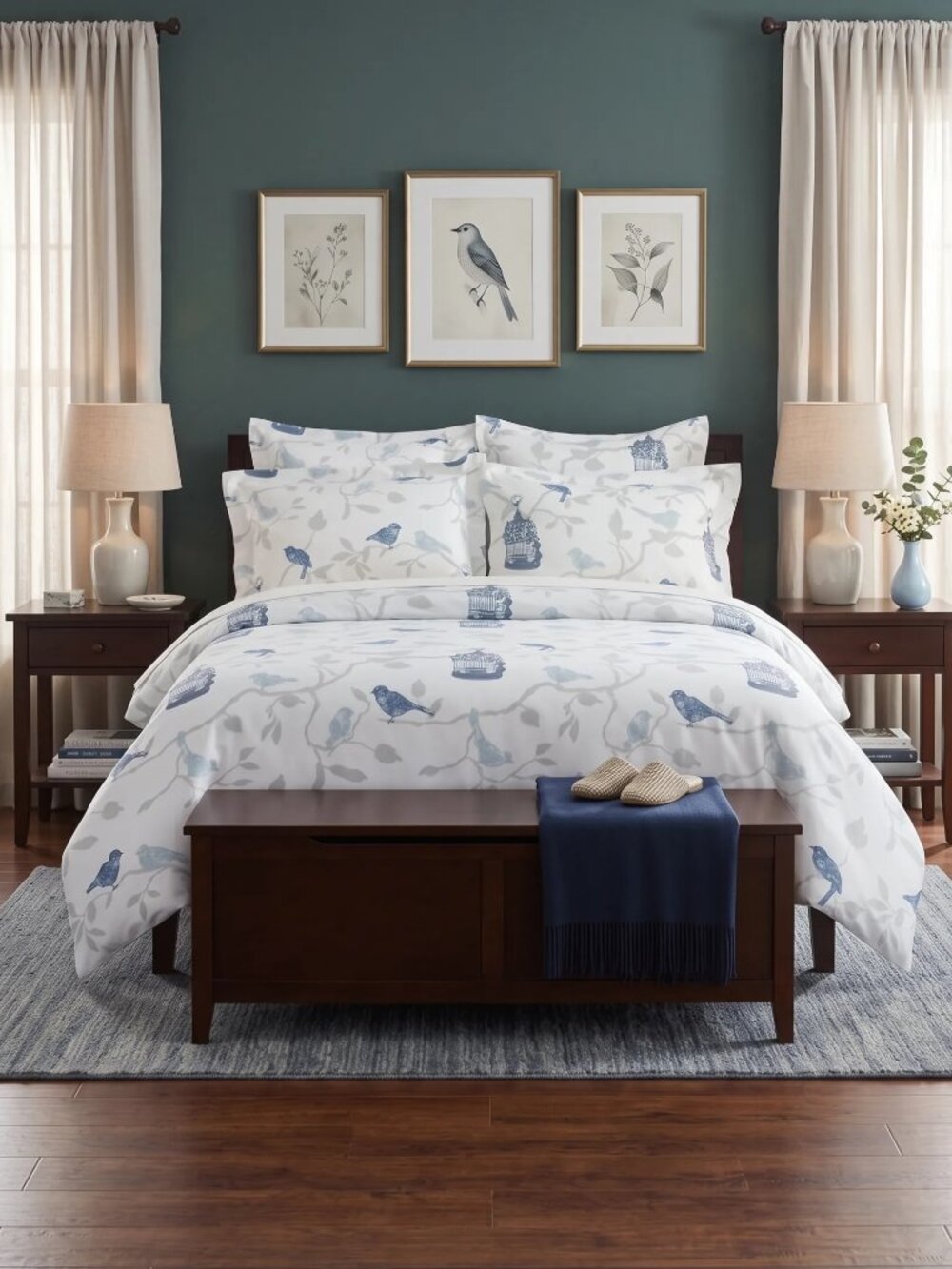 Easy Living Ivory Printed Chinoiserie Pattern Full/Queen Duvet Set